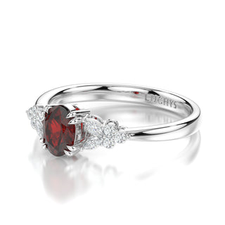 Elsa Ruby Engagement Ring with Diamond Side Stones