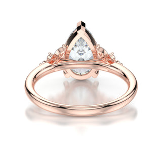 Elsa Pear Diamond Engagement Ring with Diamond Side Stones