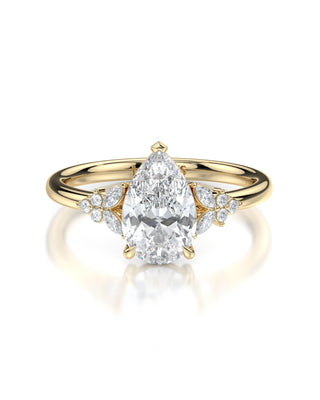 Elsa Pear Diamond Engagement Ring with Diamond Side Stones