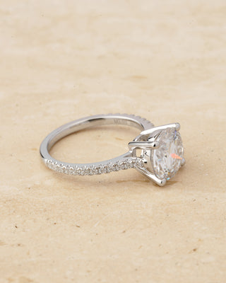 925 Sterling Silver Pamela Round Moissanite Engagement Ring