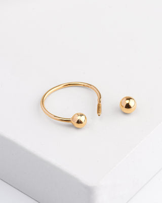 18 Karat Solid Gold Horseshoe Barbell Ring with Ball For Nose - Septum - Tragus