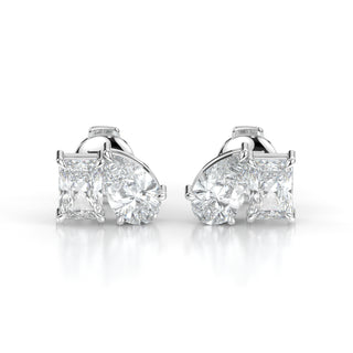 The Promise of Two - Pear and Emerald Toi et Moi Lab Diamond Earrings