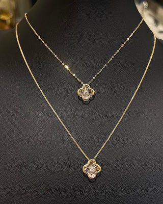 Classic 0.05ct Natural Diamond Clover Necklace
