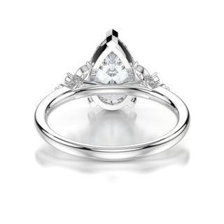 Elsa Pear Diamond Engagement Ring with Diamond Side Stones