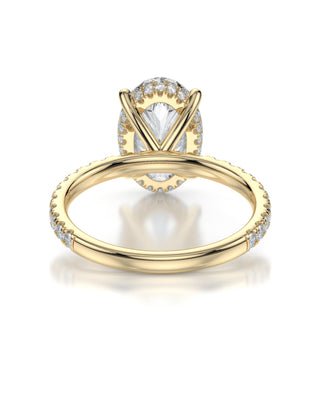 4.5ct Celine Oval Moissanite Engagement Ring with Natural Diamond Hidden Halo Accents and French Pave