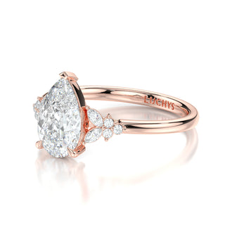 Elsa Pear Diamond Engagement Ring with Diamond Side Stones