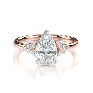Elsa Pear Diamond Engagement Ring with Diamond Side Stones