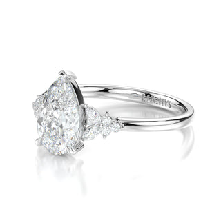 Elsa Pear Diamond Engagement Ring with Diamond Side Stones