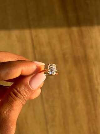 14 Karat Preloved 3 Carat Radiant Moissanite Solitaire Engagement Ring