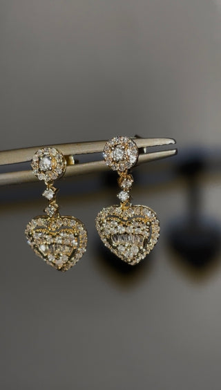 0.5ct Baguette and Round Heart Diamond Earrings