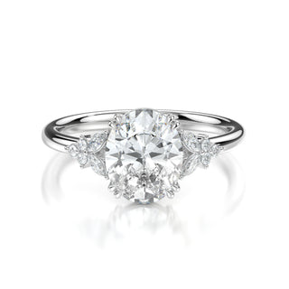 Elsa Oval Diamond Engagement Ring with Diamond Side Stones
