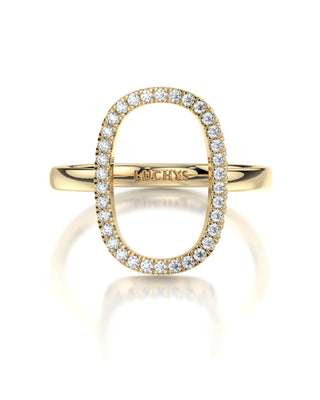 18 Karat Natural Diamond Oval Ring