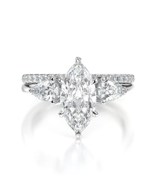 Jackie Wedding and Engagement Ring Set - Moissanite Center Stones and Natural Diamond Accents