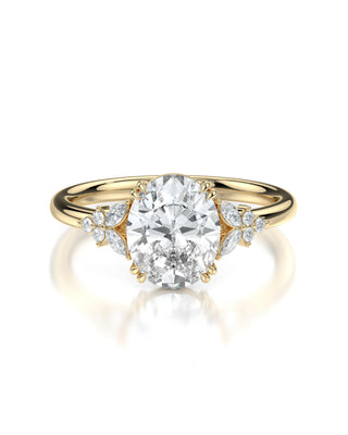 Elsa Oval Diamond Engagement Ring with Diamond Side Stones