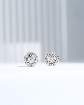 0.4ct Natural Diamond Halo Round Earrings