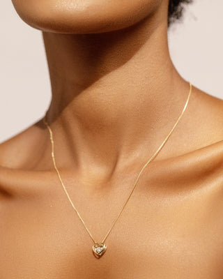 18 Karat Natural Diamond in Heart Pendant & Necklace