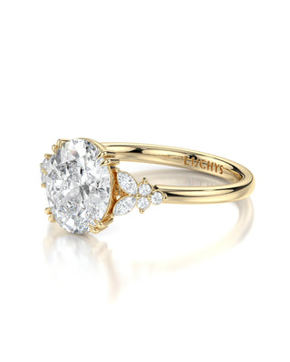 Elsa Oval Diamond Engagement Ring with Diamond Side Stones