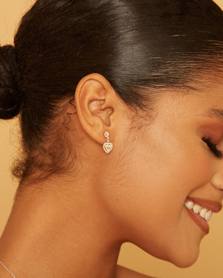 0.5ct Baguette and Round Heart Diamond Earrings