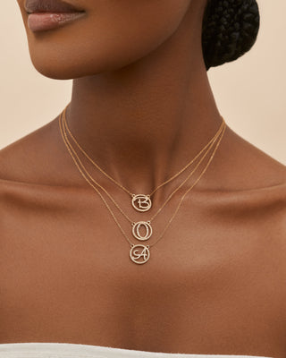 Diamond Initial Disc Neckpiece