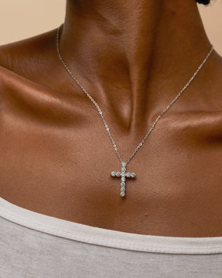 925 Sterling Silver Moissanite Cross Necklace