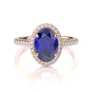 Celine Lab-Grown 4ct Sapphire Engagement Ring with Natural Diamond Accented Stones