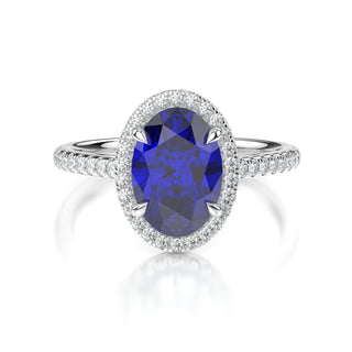 Celine Lab-Grown 4ct Sapphire Engagement Ring with Natural Diamond Accented Stones