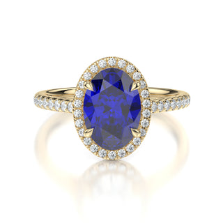 Celine Lab-Grown 4ct Sapphire Engagement Ring with Natural Diamond Accented Stones