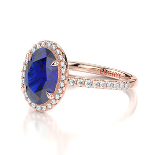 Celine Lab-Grown 4ct Sapphire Engagement Ring with Natural Diamond Accented Stones