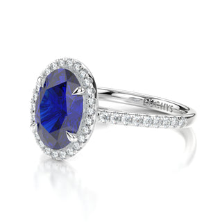 Celine Lab-Grown 4ct Sapphire Engagement Ring with Natural Diamond Accented Stones