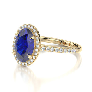 Celine Lab-Grown 4ct Sapphire Engagement Ring with Natural Diamond Accented Stones