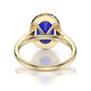Celine Lab-Grown 4ct Sapphire Engagement Ring with Natural Diamond Accented Stones