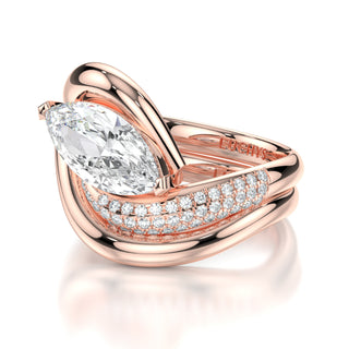 18 Karat Marquise Flow Diamond Engagement Ring Set