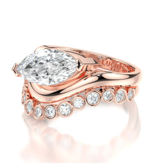 Jackie Vale Wedding and Engagement Ring Set - Lab Diamond Series