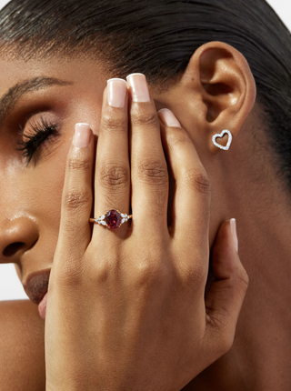 Elsa Ruby Engagement Ring with Diamond Side Stones